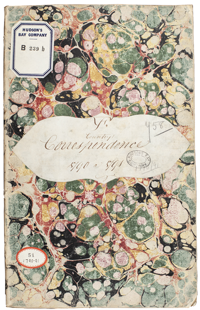 carnet de correspondance de York Factory, 1790-1791, page couverture